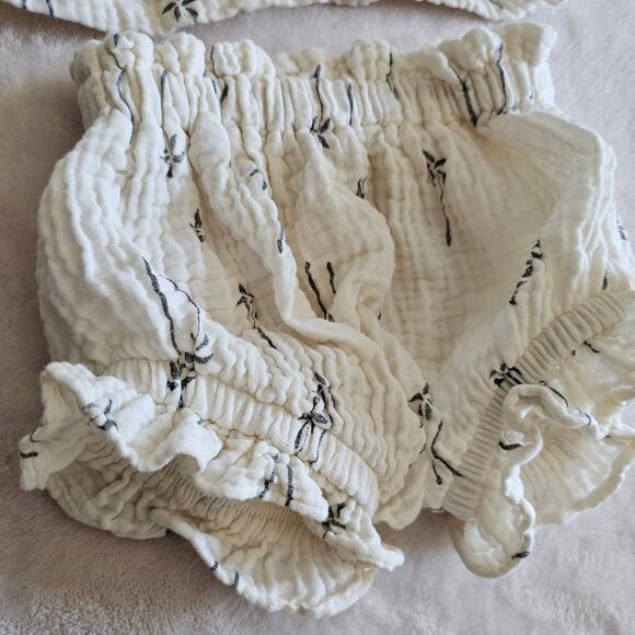 Grayson Collective Baby Girl VGUC 0-3m 2-Piece 100% Muslin Cotton Palm - Picture 4 of 7